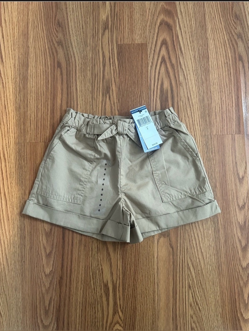 Polo Ralph Lauren Girls Cotton Twill Paperbag Shorts, size 6